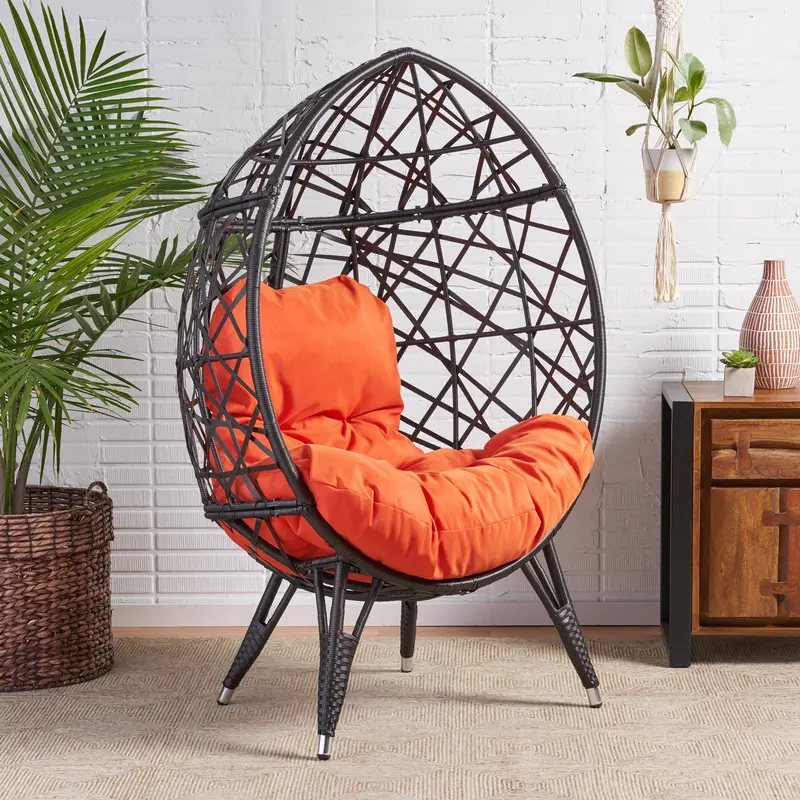 Minimalist Indoor Wicker Egg Chair Featuring Removable Cushion 1
