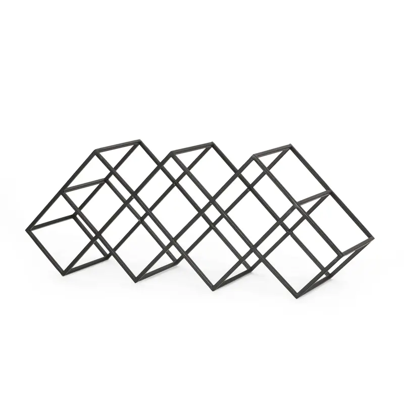 Minimalist Industrial Tabletop Wine Rack – 7-Bottle Display In Matte Black – Nh600513 1