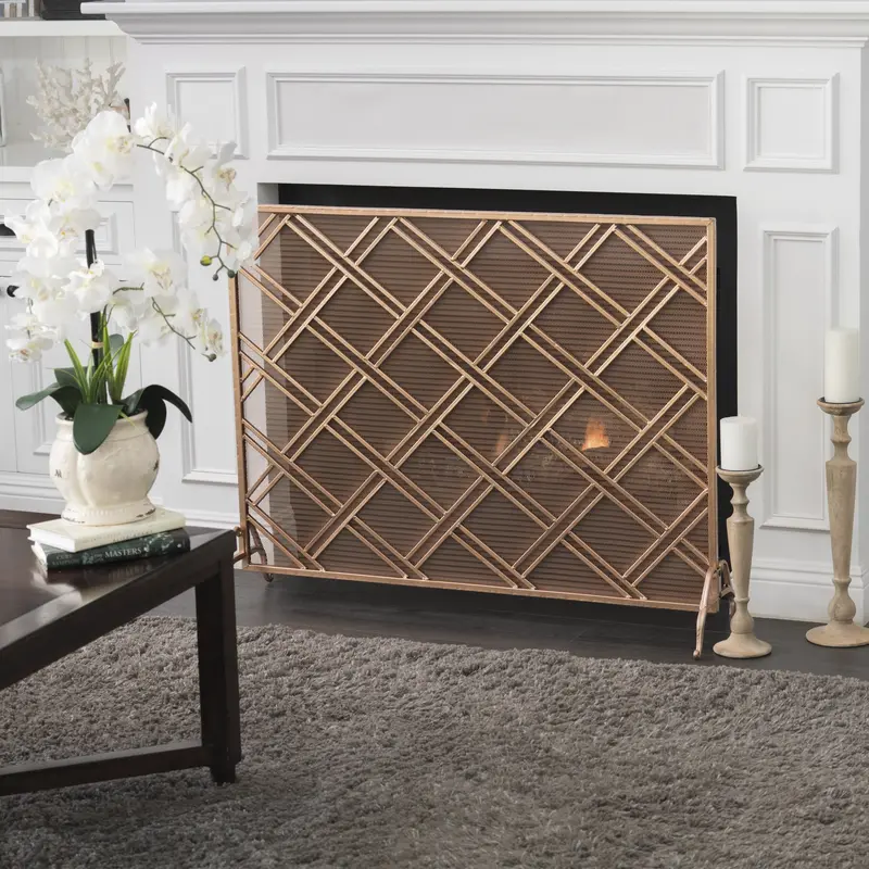 Minimalist Single-Panel Iron Fireplace Screen – Clean Lines, Nh455103 1