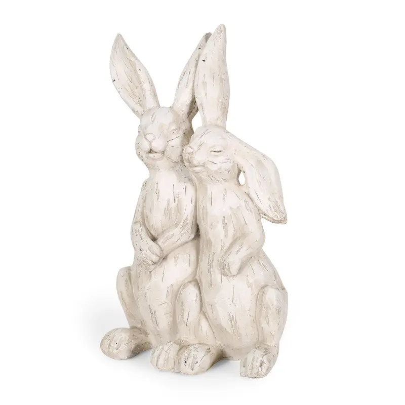 Minimalist White Outdoor Rabbit Couple Garden Sculpture 1