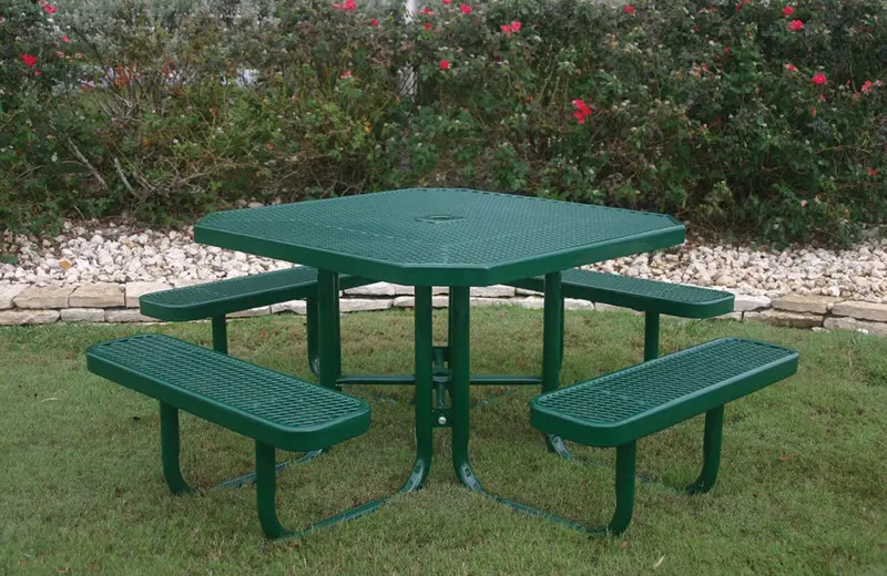 Mobility-Friendly Octagon Picnic Table Featuring Diamond-Perforated Steel Top 1