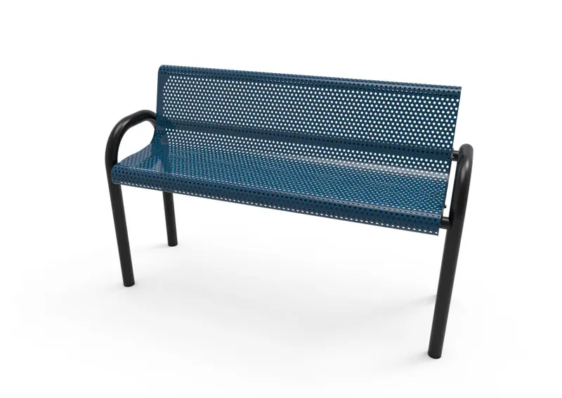 Mod-Design Bench With Perforated Steel Seat And Supportive Backrest 1
