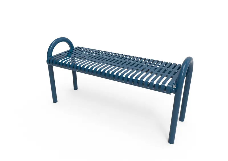 Mod-Style Slatted Steel Bench Without Back Support 1