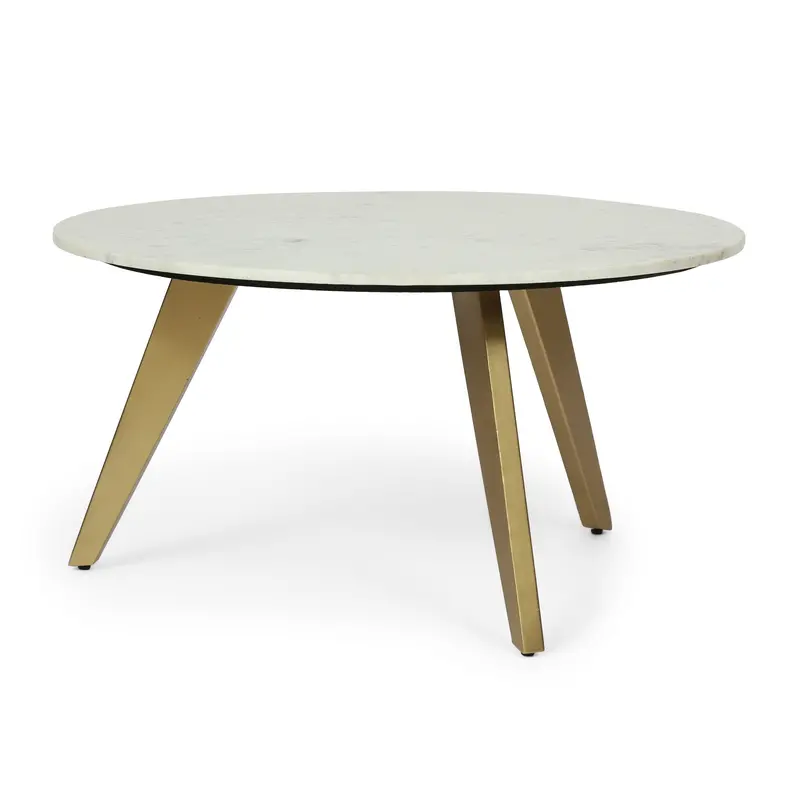 Modern Glam Marble-Topped Coffee Table With Sculptural Base - Nh058413 1