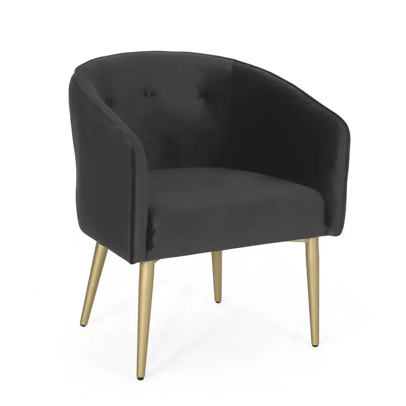 Modern Glam Velvet Dining Chair – Tufted Back With Sleek Metallic Legs 1