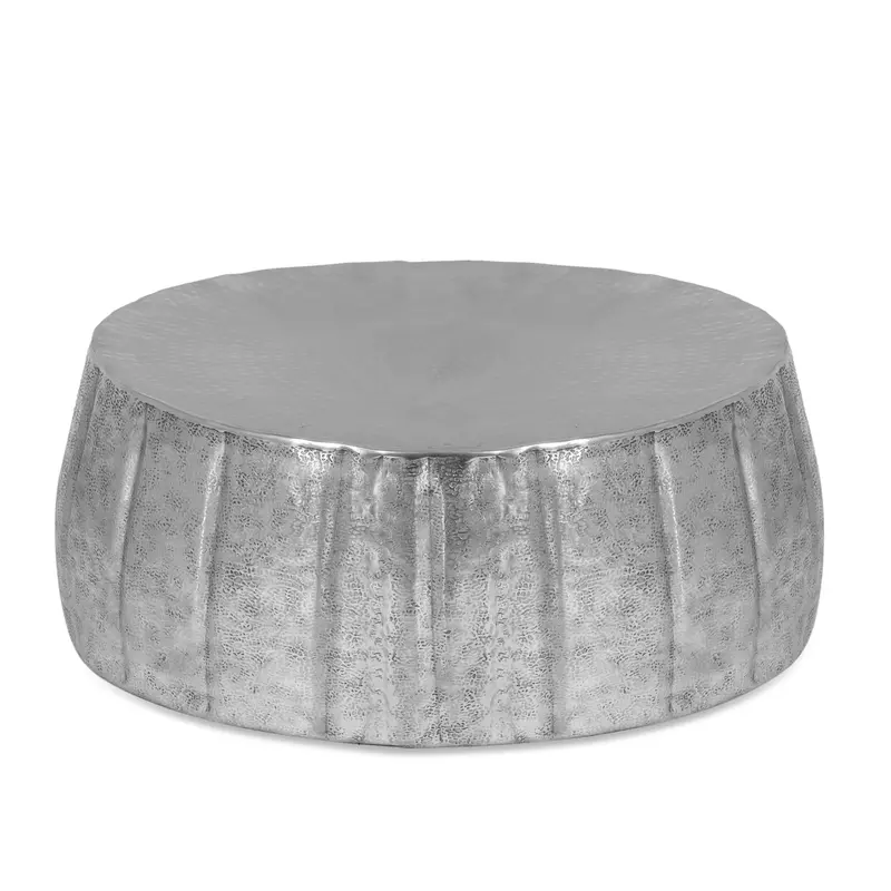 Modern Sculptural Aluminum Pumpkin-Shaped Coffee Table In Silver - Nh945413 1