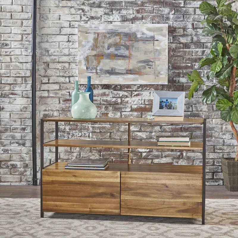 Multi-Functional Shelf & Storage Console – Slim Profile With Enclosed Cabinet (Nh782103) 1
