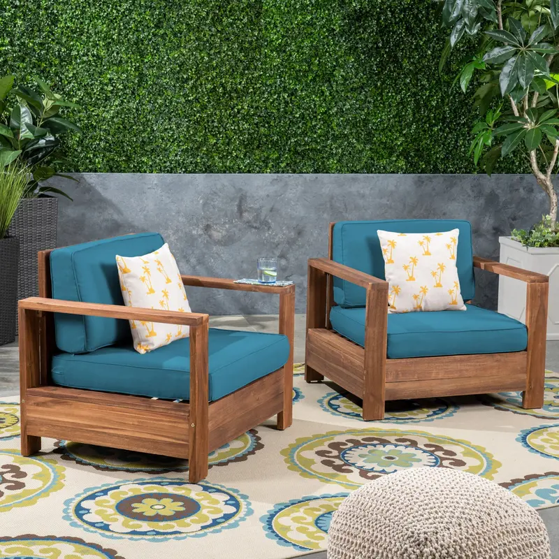 Natural Grain Acacia Outdoor Club Chairs – 2-Piece Set (Nh353603) 1