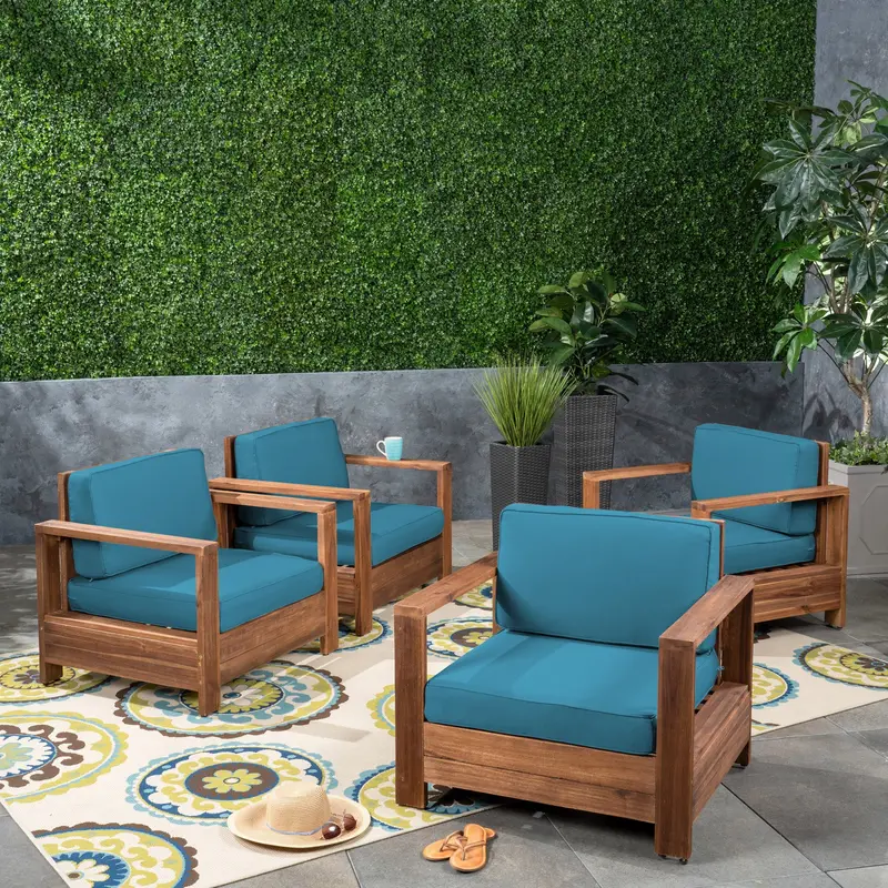 Natural Grain Acacia Outdoor Club Chairs – 4-Piece Set (Nh263603) 1