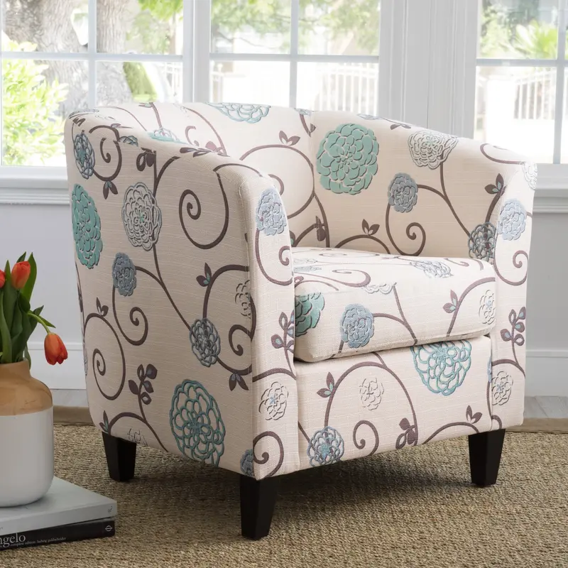 Nautical-Inspired Blue And White Fabric Club Chair – Nh993003 1