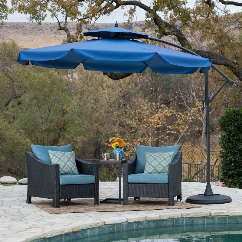 Navy Blue Uv-Resistant Patio Canopy With Integrated Weighted Base - Nh002203 1