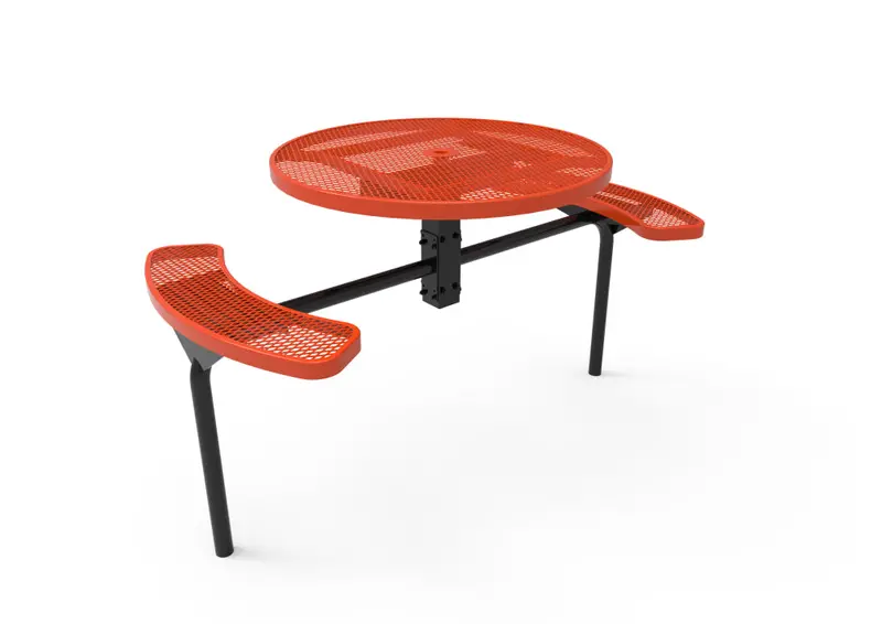 Nexus-Style Round Picnic Table With Diamond-Perforated Steel Surface 1