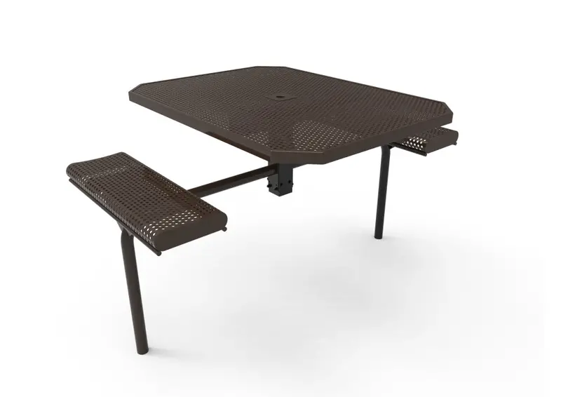 Octagonal Nexus Pedestal Table With Rolled Edge And Perforated Steel Top 1