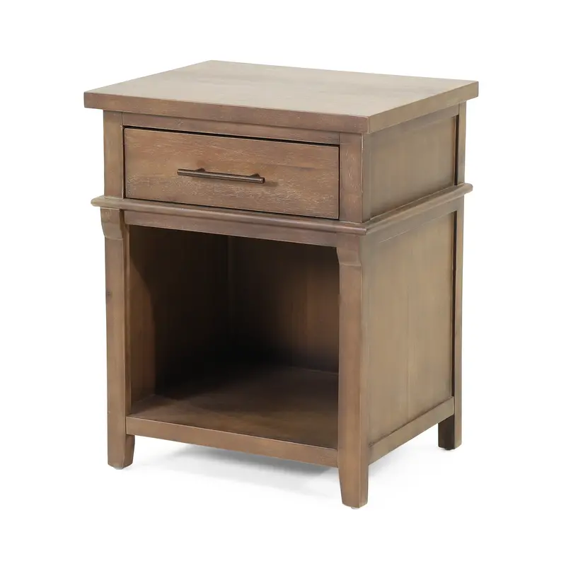 Okioki Acacia Wood Nightstand – Compact Bedside Table With Drawer 1