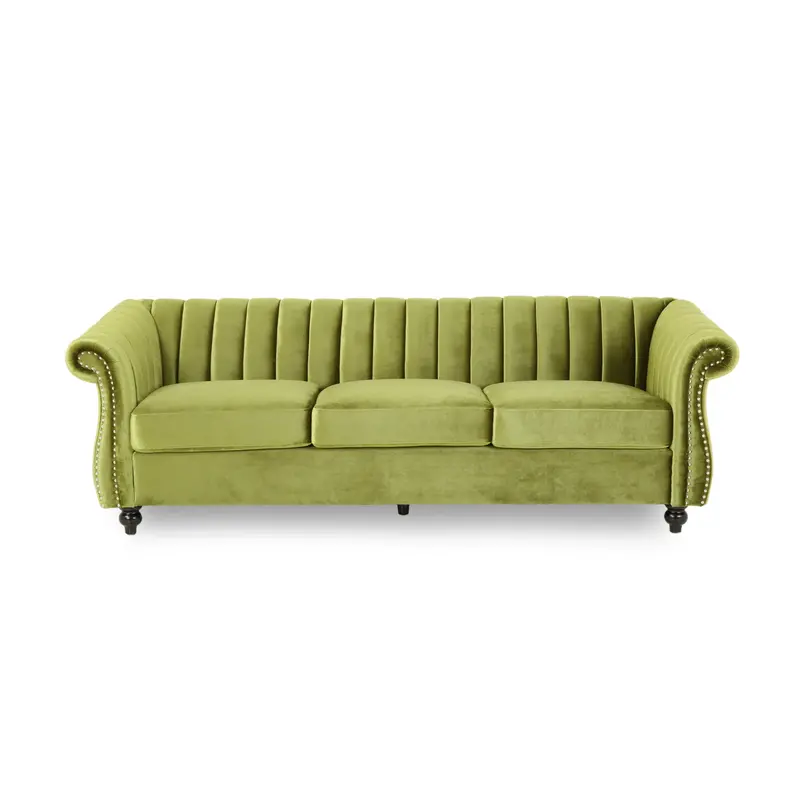Olga Glam Velvet 3-Seater Sofa In Umber & Dark Brown 1