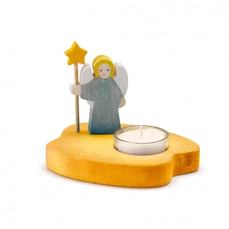 Ostheimer Blue Angel Candle Holder – Hand-Painted Wood 1
