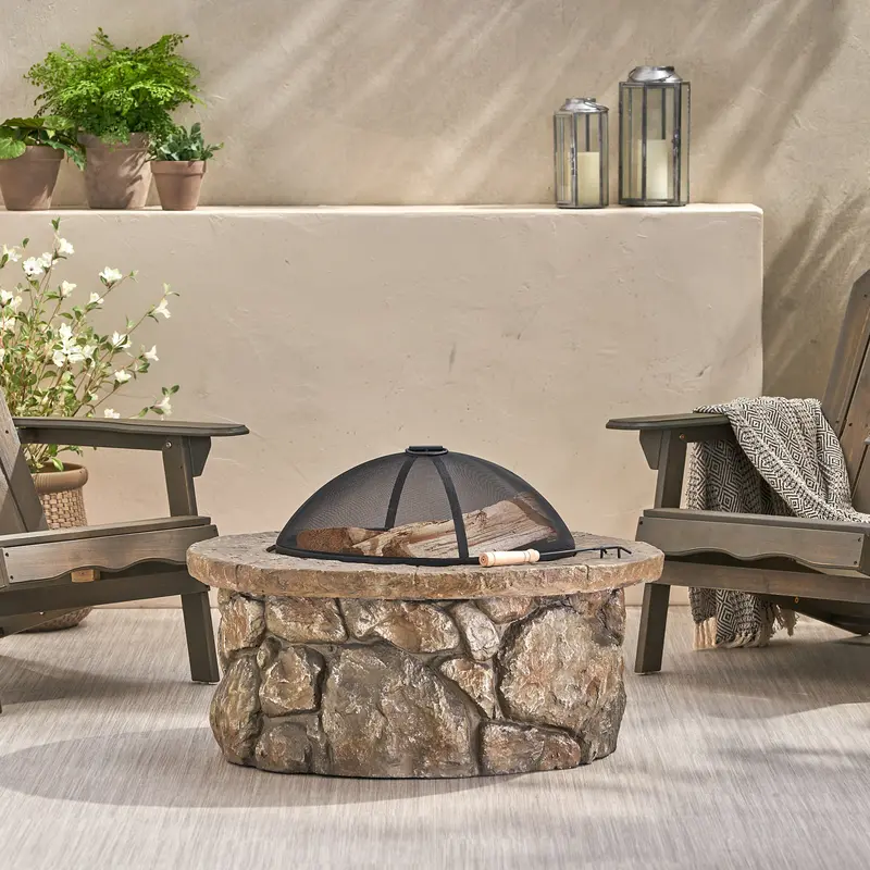 Outdoor Natural Stone Fire Pit With Square Profile – Nh264692 1