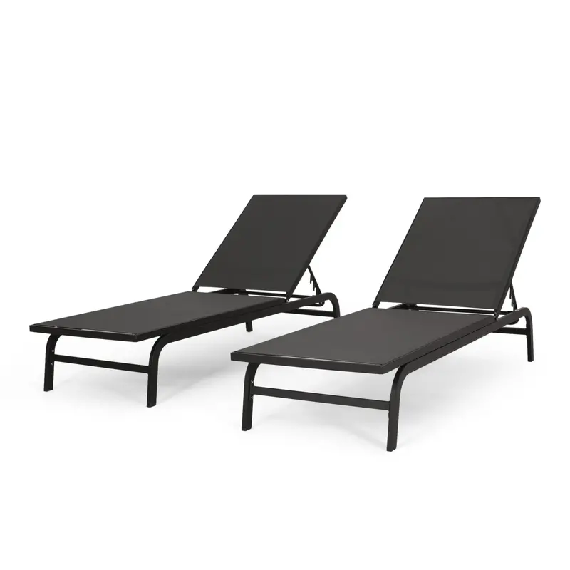Pair Of Lightweight Aluminum Chaise Lounges With All-Weather Mesh Backrests - Nh281513 1