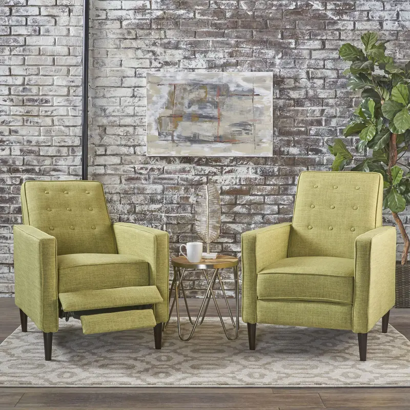 Pair Of Mid-Century Tufted Fabric Recliners – Nh673103 1