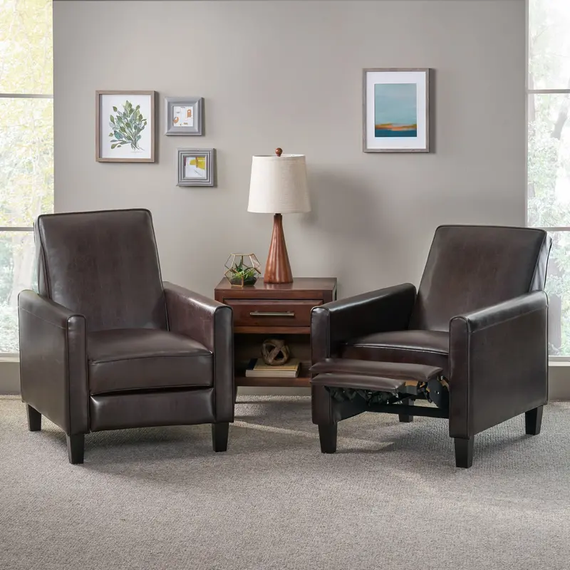 Pair Of Modern Bonded Leather Recliners – Nh662213 1