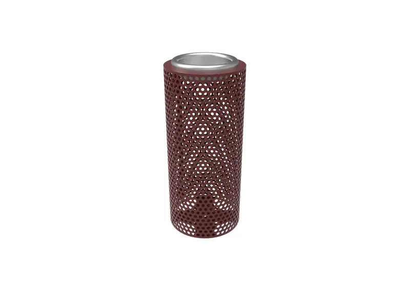 Perforated Steel Ash Urn With Modern Slatted Design 1