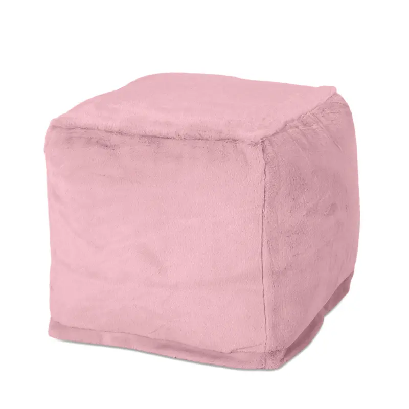 Pickerel Faux Fur Pouf – Modern Glam Cube Footstool In Luxe Texture 1