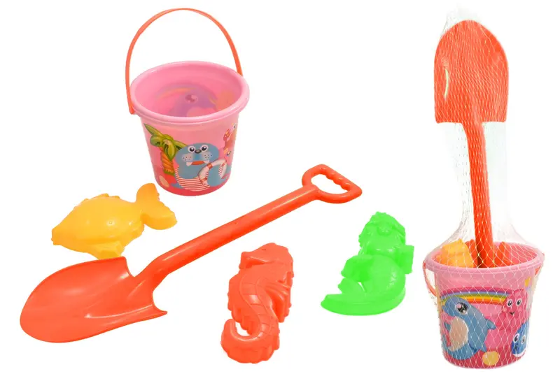 Pink Beach Play Set – Bucket, Spade & Sand Moulds 1