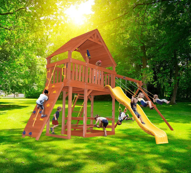 Playground One Original Fort Combo 2 Xl With Authentic Wood Roof Finish 1