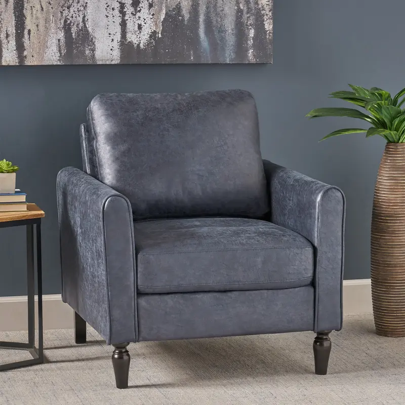 Plush Microfiber Contemporary Club Chair With Cushioned Seat - Nh968803 1
