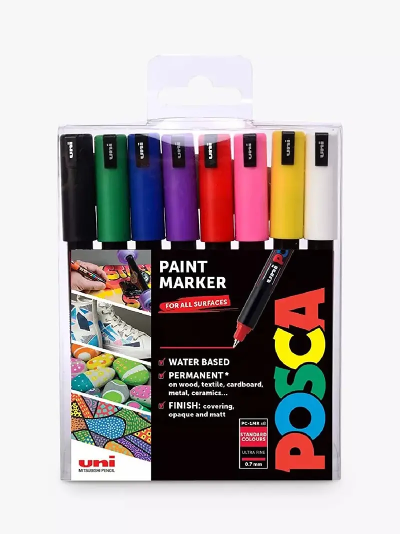 Posca Pc-1M Extra-Fine Tip Paint Markers – Set Of 8 Standard Colors 1