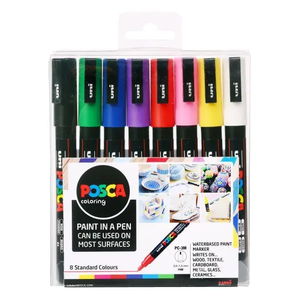 Posca Pc-3M Fine-Tip Paint Markers – Assorted 8-Color Pack 1