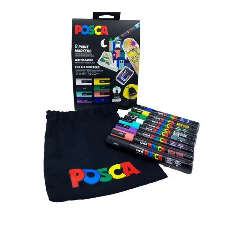 Posca Pc-5M Marker Set – 8 Fine-Tip Paint Pens + Free Carry Bag 1