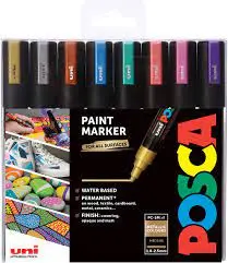 Posca Pc-5M Metallic Paint Markers (8-Pack, Medium Tip) 1