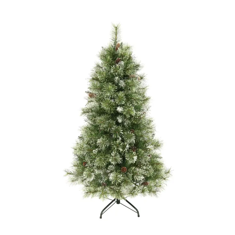 Pre-Lit Cashmere Pine Artificial Christmas Tree – Hinged Branches With Snow, Glitter & Frosted Pinecones - Nh612513 1
