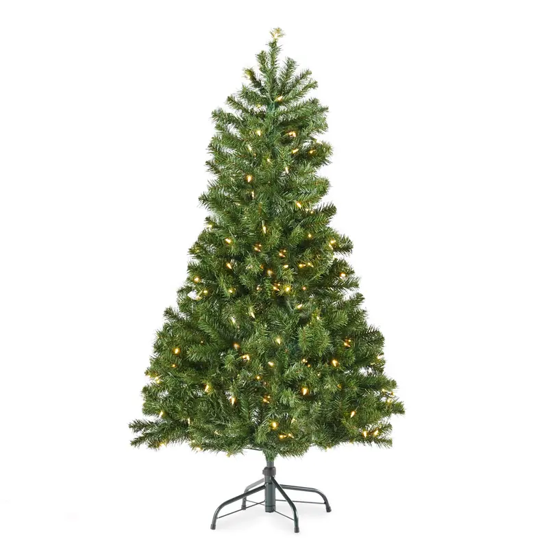 Pre-Lit Noble Fir Artificial Christmas Tree – 4.5 Ft, Hinged Design, Clear Leds, Nh211413 1