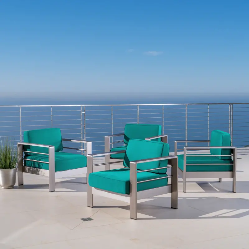Premium Outdoor Club Chairs With Cushions – 4-Piece Set (Nh767403) 1
