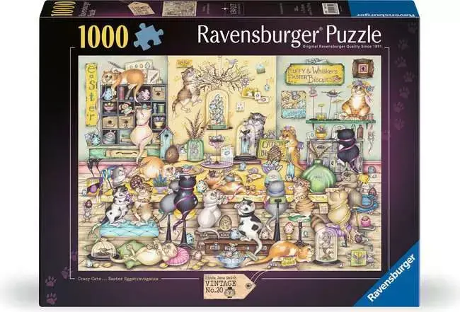 Ravensburger Crazy Cats: Easter Eggstravaganza 1000-Piece Fun-Themed Puzzle 1
