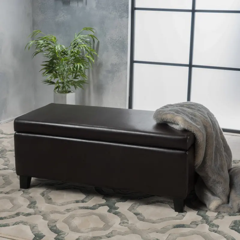 Rectangular Leather Storage Ottoman Bench – Nh961003 1