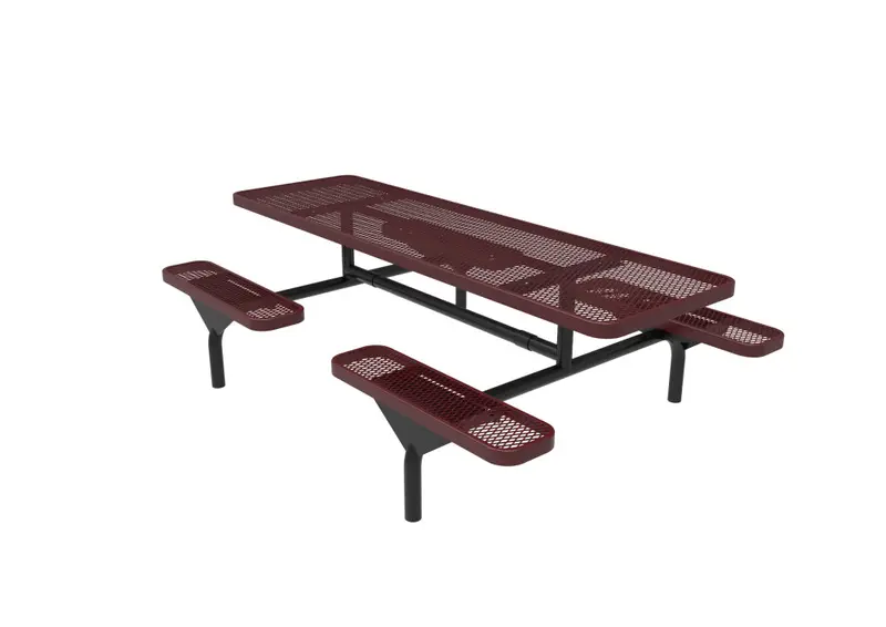 Rectangular Nexus Pedestal Table With Diamond-Pattern Steel Top 1