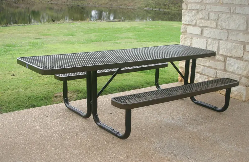 Rectangular Portable Picnic Table With Diamond-Perforated Steel 1