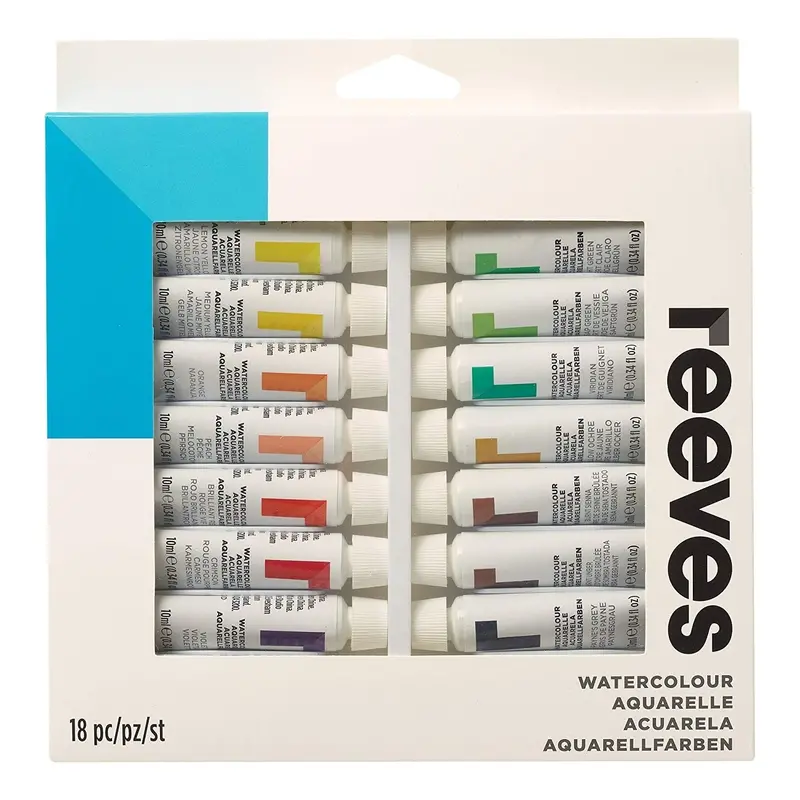 Reeves Watercolour Tube Set – 18 Rich Pigment Colours (12Ml Each) 1