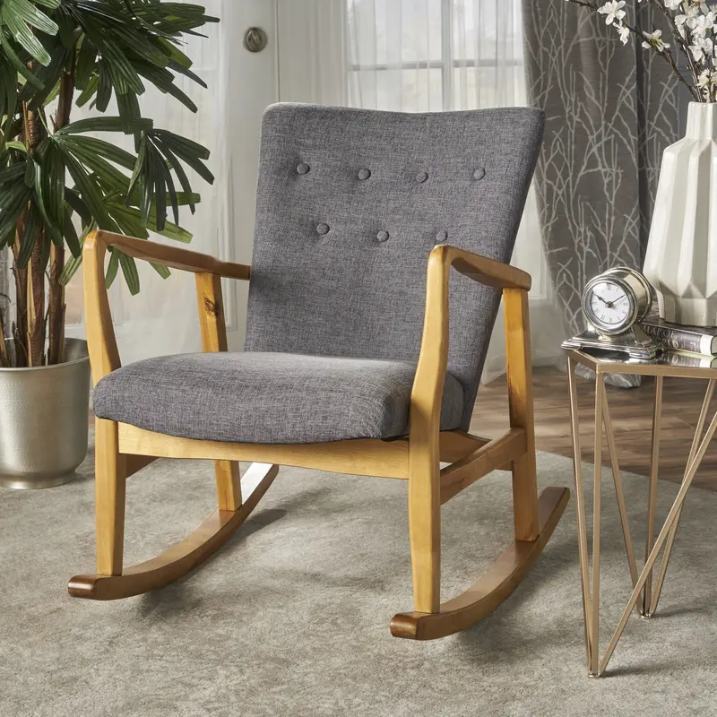 Retro-Inspired Fabric Rocking Chair - Nh399103 1
