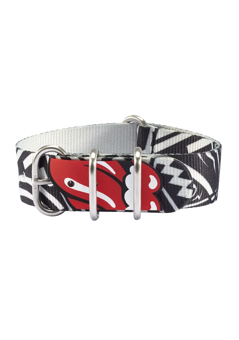 Rolling Stones 20Mm Eco-Friendly Single-Piece Watch Strap – Black & Gray 1