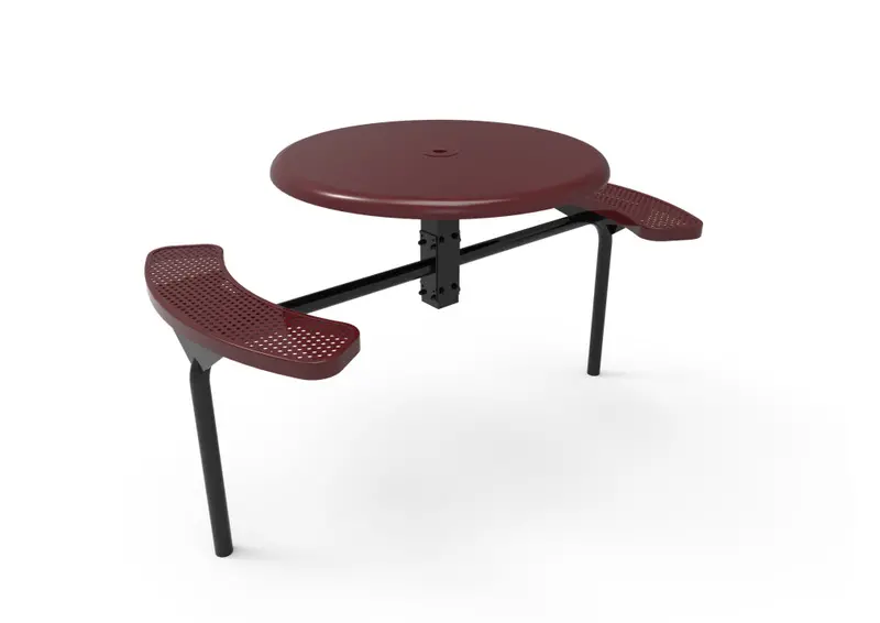 Round Nexus Pedestal Table With Solid Top And Perforated Steel Deck 1