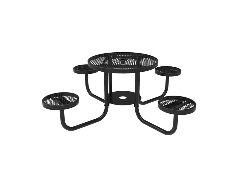 Round Patio Table With Integrated Diamond-Weave Seats 1