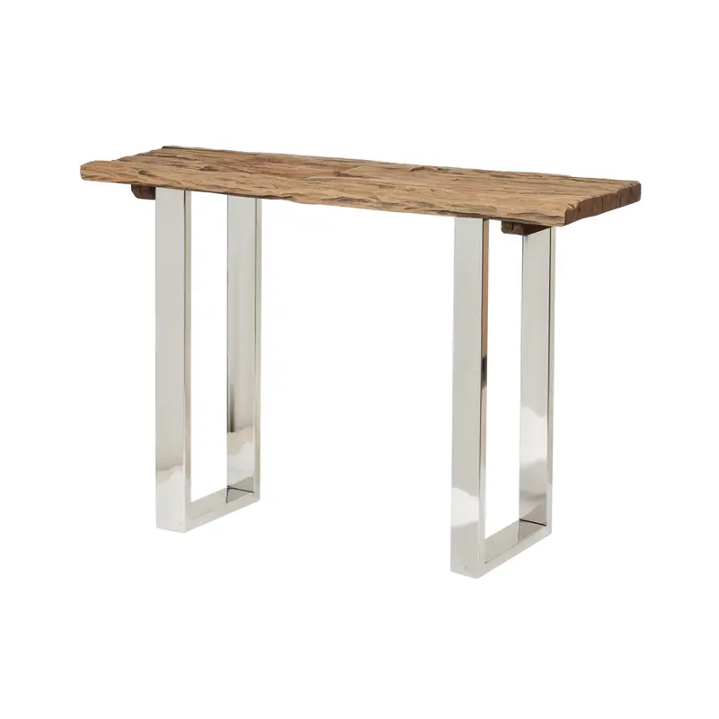 Rustic-Chic Console Table Featuring Raw Wood Top - Nh005313 1