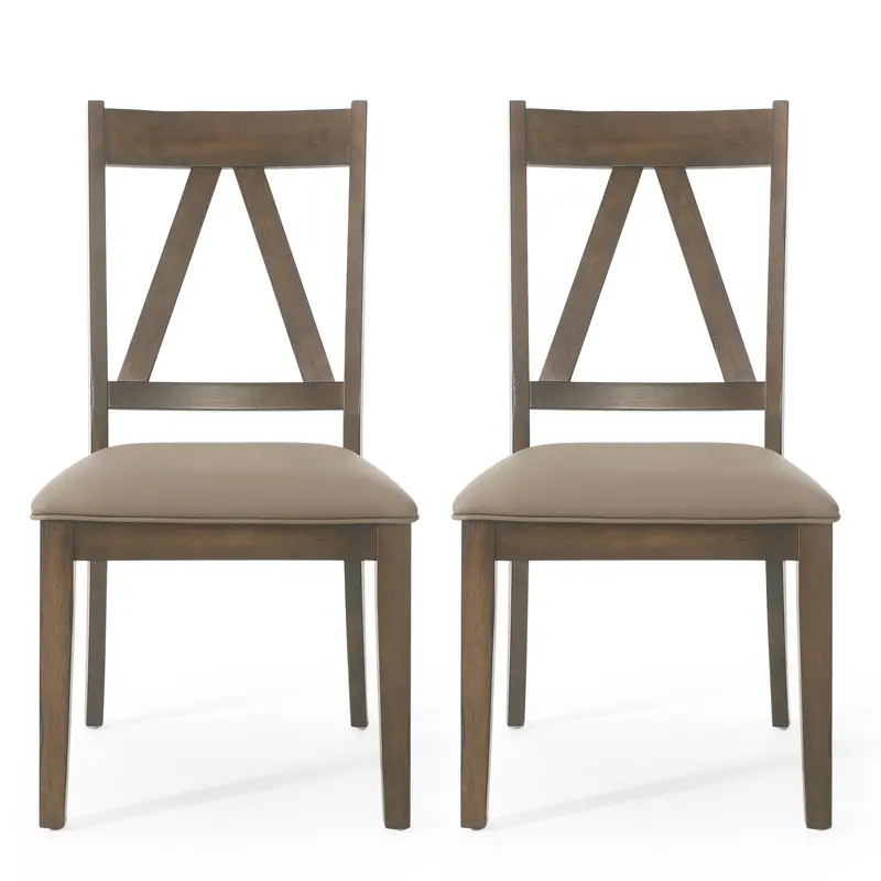 Rustic Farmhouse Dining Chairs – Upholstered Seats On Solid Wood Frames (Set Of 2) – Nh396413 1