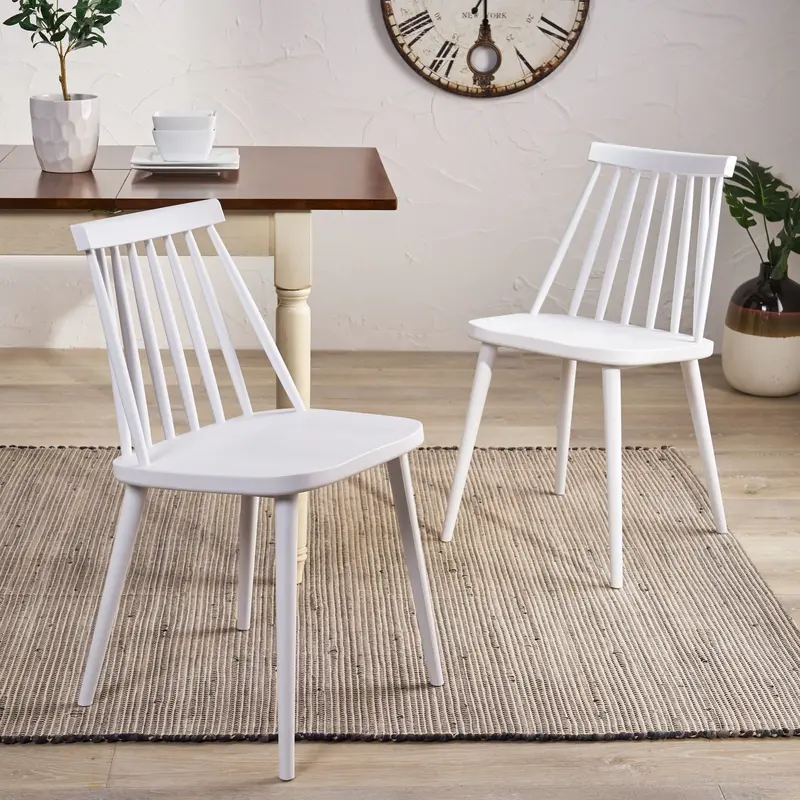 Rustic Farmhouse Spindle-Back Dining Chairs – Pair (Nh590803) 1