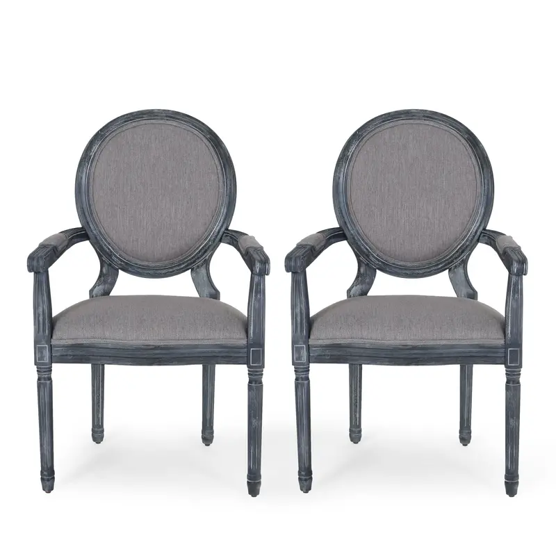 Rustic French Country Wood Dining Chair With Upholstered Seat 1