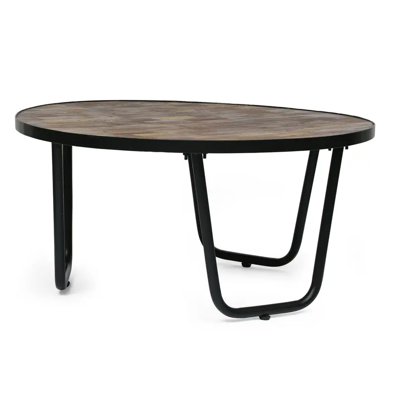 Rustic-Modern Coffee Table – Hand-Selected Acacia Wood Top On Blackened Steel Base – Nh316413 1